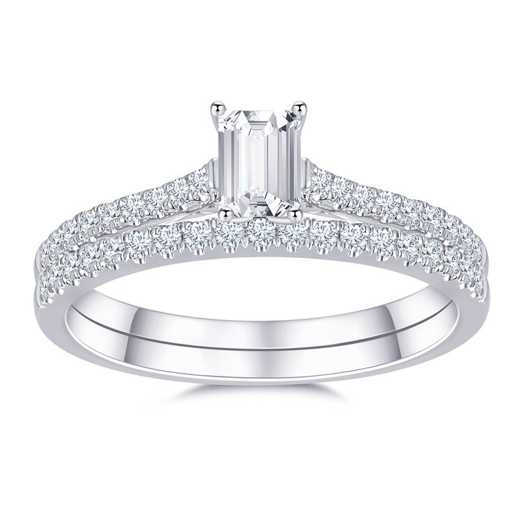Anillo de Boda, 0.75ctw Diamantes, Oro Blanco de 14K — Imagen 1 de 4