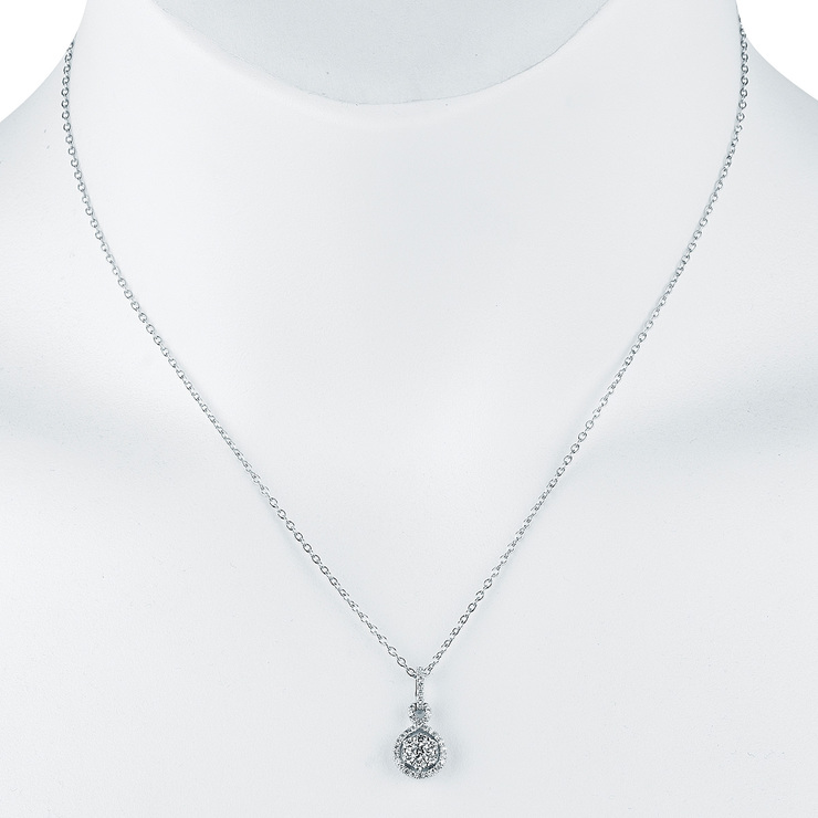 0.49ctw, Collar de Diamantes, Corte Redondo, Oro Blanco de 14kt — Imagen 3 de 3