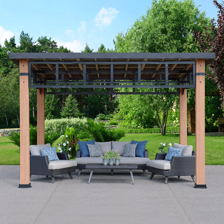 Yardistry, Pérgola de Madera con Techo Plano de 3.65M x 4.26M — Imagen 1 de 4