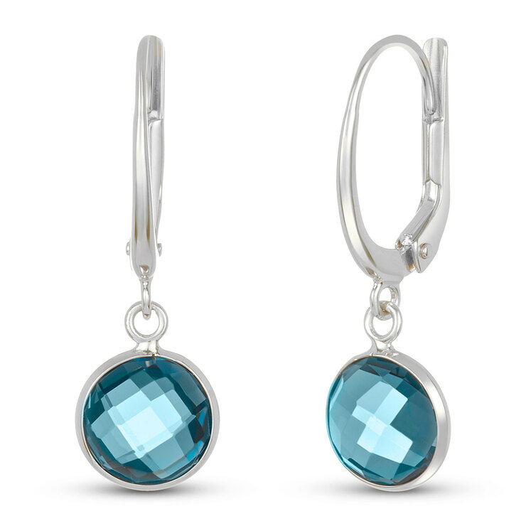 Aretes de Topacio Azul Londres, Oro Blanco de 14kt — Imagen 1 de 4