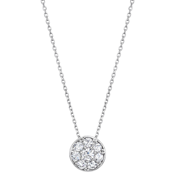 0.45ctw, Collar de Diamantes, Corte Redondo, Oro Blanco de 14kt — Imagen 1 de 4