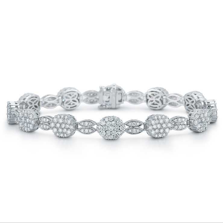 5.15ctw, Pulsera de Diamantes, 18.42cm,  Oro Blanco de 14kt