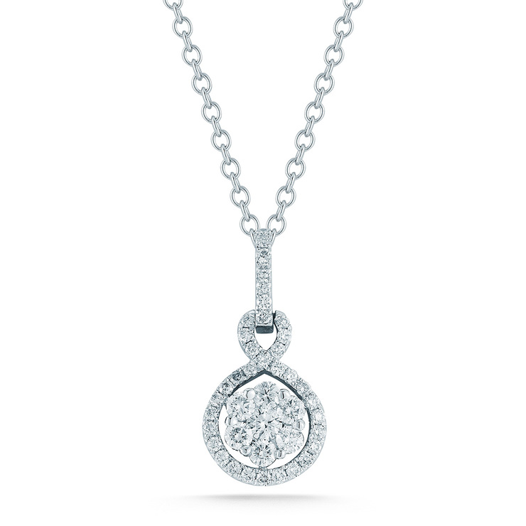 0.49ctw, Collar de Diamantes, Corte Redondo, Oro Blanco de 14kt — Imagen 1 de 3