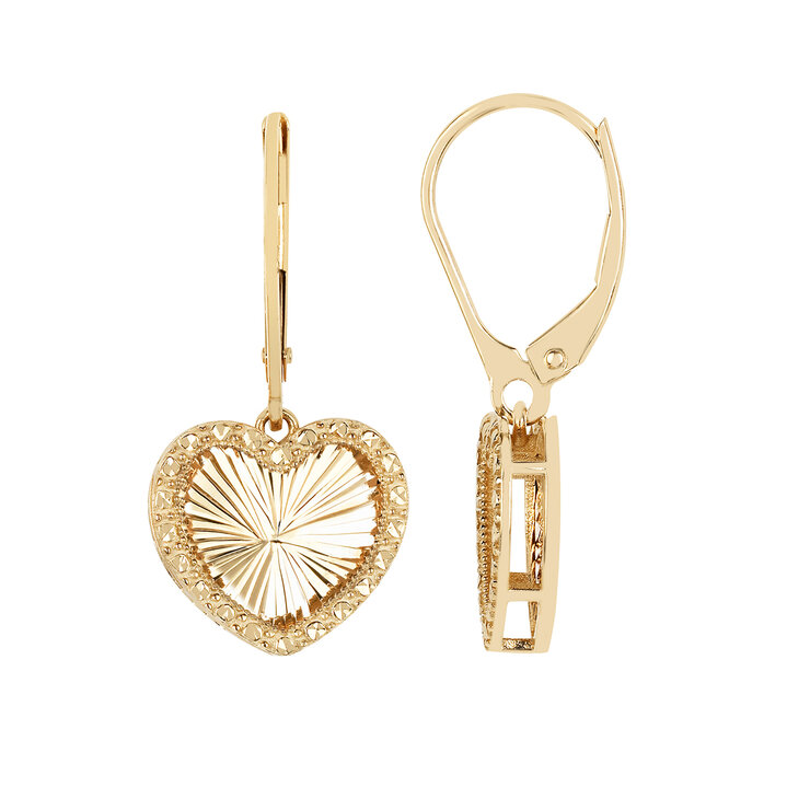Aretes de Corazón, Oro Amarillo de 14K — Imagen 1 de 4