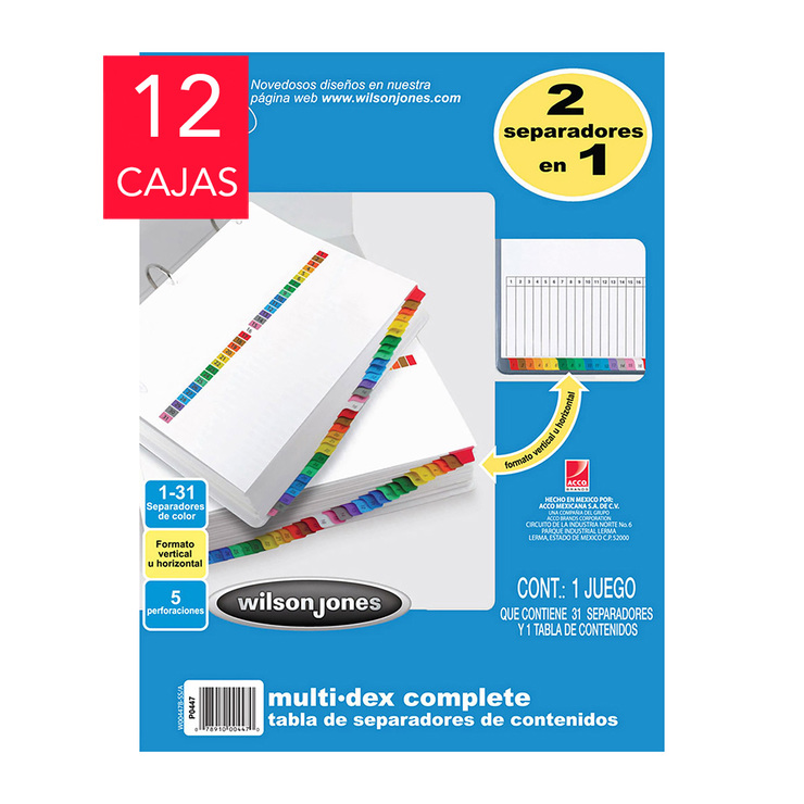 Wilson Jones Separadores con 31 Divisiones Formato Vertical u Horizontal 12 Cajas — Imagen 1 de 2