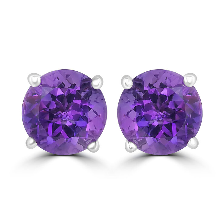 Aretes de Amatista, Oro Blanco de 14kt — Imagen 3 de 4