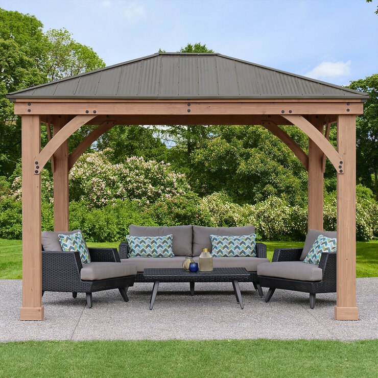 Yardistry, Pérgola de Madera de 3.6 m x 3.06 m con Techo de Aluminio — Imagen 1 de 4