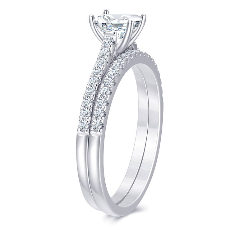 Anillo de Boda, 0.75ctw Diamantes, Oro Blanco de 14K — Imagen 3 de 4