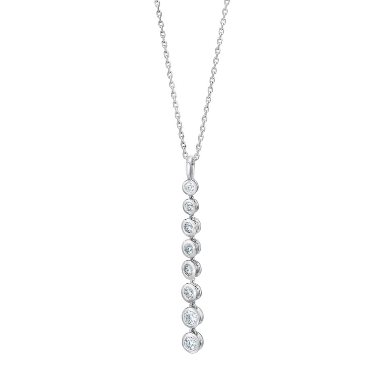 1.00ctw, Dije de Gotas de Diamantes, Corte Redondo, Oro Blanco de 14kt — Imagen 3 de 3