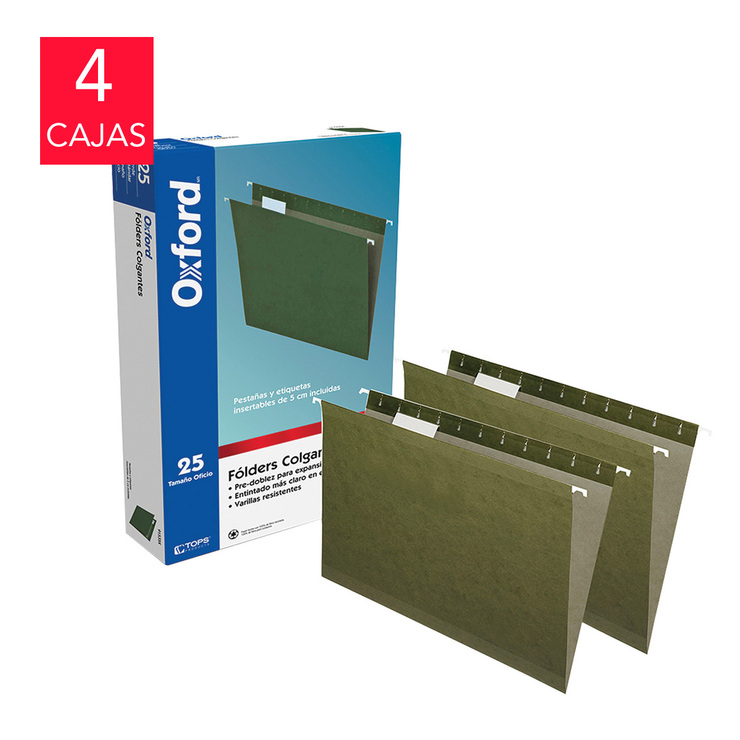 Oxford, Folder Tamaño Oficio Reciclado Color Verde, 100 Piezas