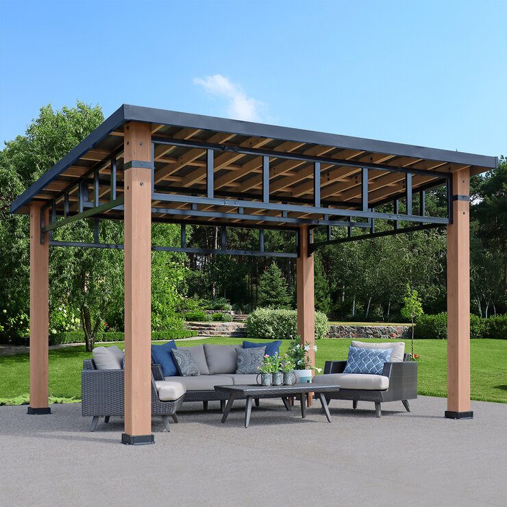 Yardistry, Pérgola de Madera con Techo Plano de 3.65M x 4.26M — Imagen 4 de 4