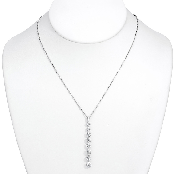 1.00ctw, Dije de Gotas de Diamantes, Corte Redondo, Oro Blanco de 14kt — Imagen 2 de 3