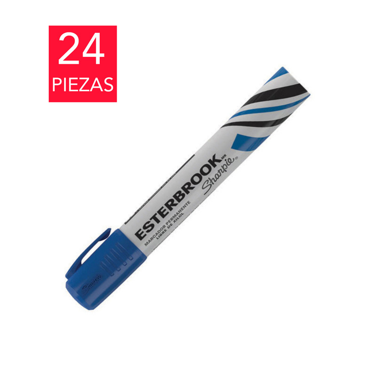 Esterbrook marcador azul permanente con punta de cincel 24 Piezas