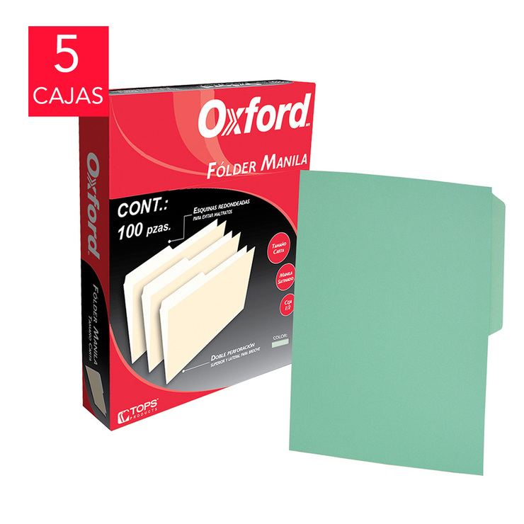 Oxford folder manila tamaño carta color verde — Imagen 1 de 3