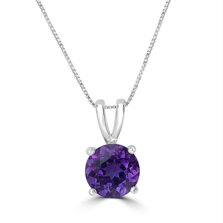 Collar de Amatista, Oro Blanco de 14kt — Imagen 1 de 4