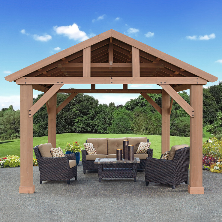Yardistry pérgola de madera de 4.2 m x 3.6 m con techo de aluminio — Imagen 1 de 4