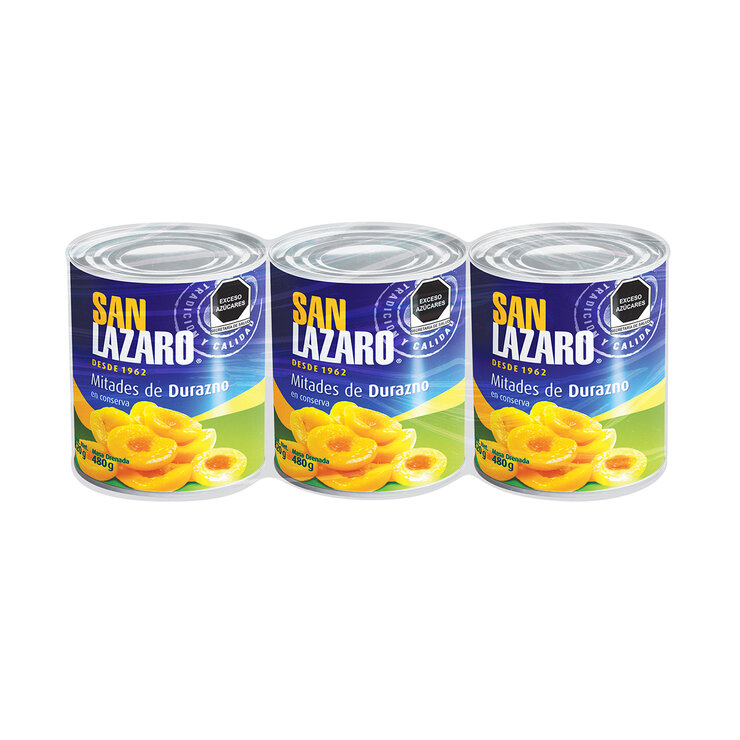 San Lázaro Mitades de Durazno en Almíbar 3 pzas de 480 g — Imagen 1 de 3