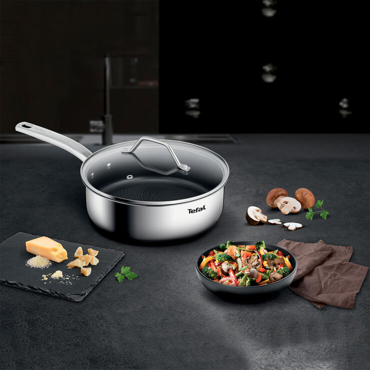T-Fal Sartén Profundo 24cm  + Tapa Acero Inoxidable — Imagen 1 de 4