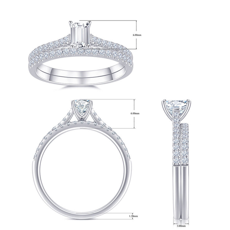 Anillo de Boda, 0.75ctw Diamantes, Oro Blanco de 14K — Imagen 4 de 4