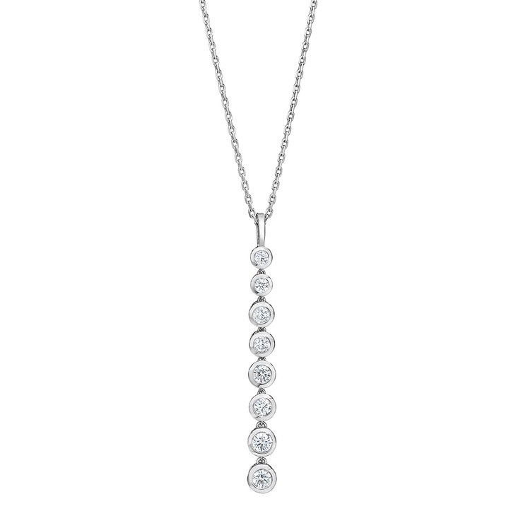 1.00ctw, Dije de Gotas de Diamantes, Corte Redondo, Oro Blanco de 14kt — Imagen 1 de 3