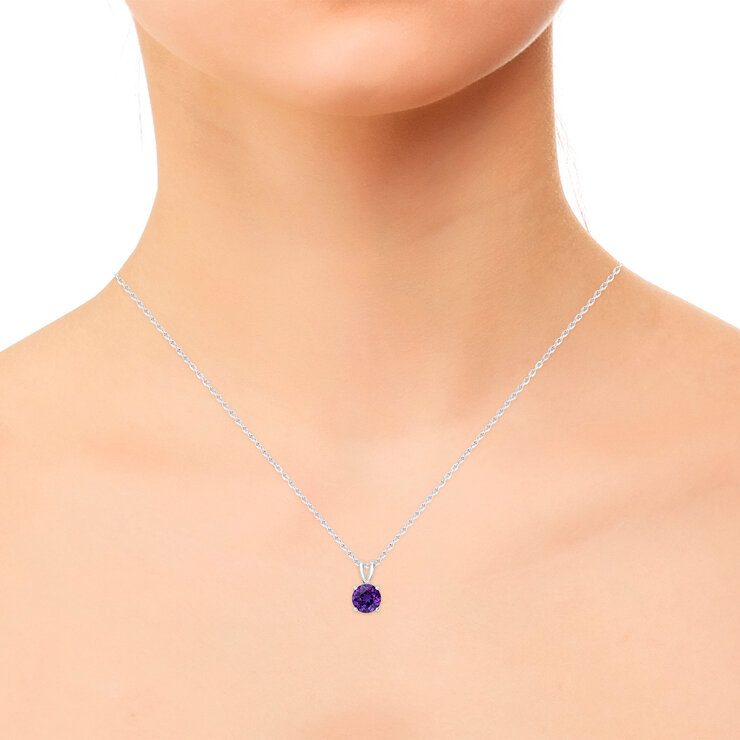Collar de Amatista, Oro Blanco de 14kt — Imagen 4 de 4