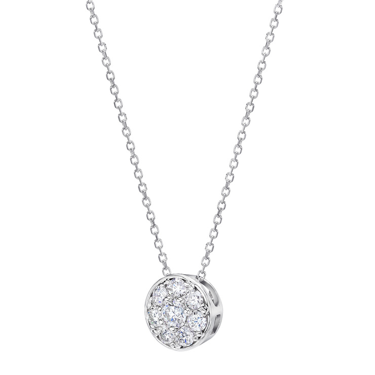 0.45ctw, Collar de Diamantes, Corte Redondo, Oro Blanco de 14kt — Imagen 4 de 4