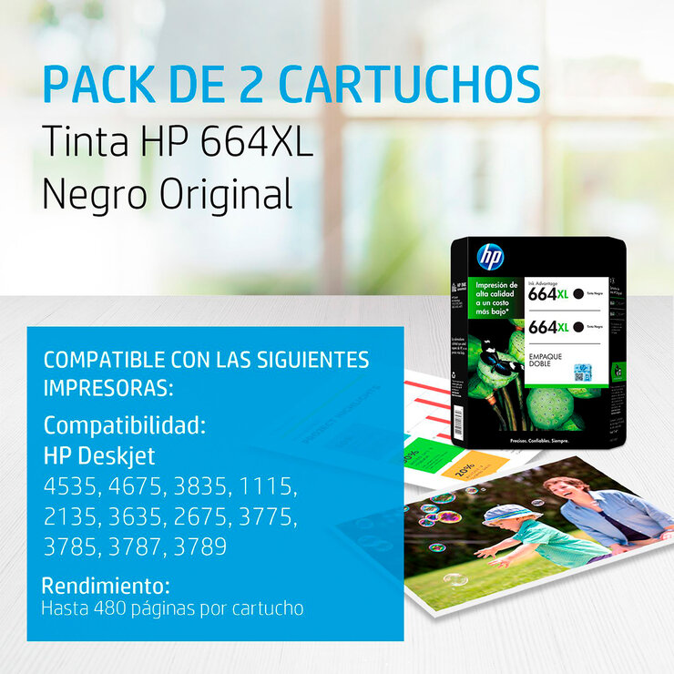 HP664 XL Cartucho de Tinta Negro — Imagen 4 de 4