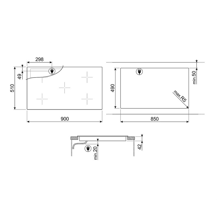 Parrilla eléctrica 5 quemadores 90cm Smeg — Imagen 2 de 3