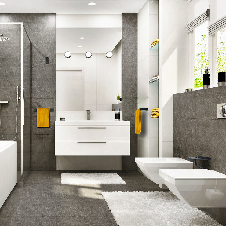 Rubinett, Set de Accesorios para Baño Rectangular Negro Mate — Imagen 4 de 4