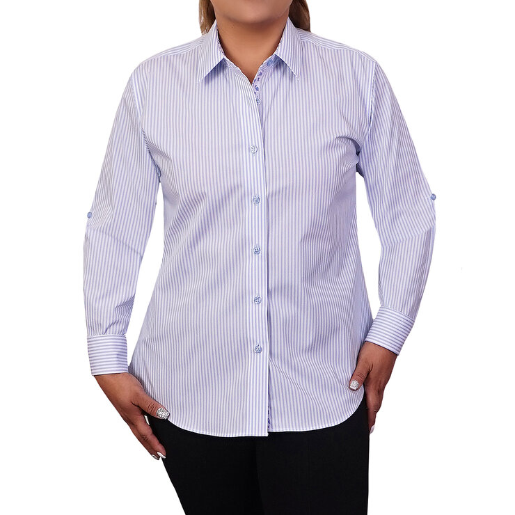 Emporio Colombo, Blusa de Vestir Dama, Corte Regular, Estamapado a Rayas Varias Tallas — Imagen 1 de 3