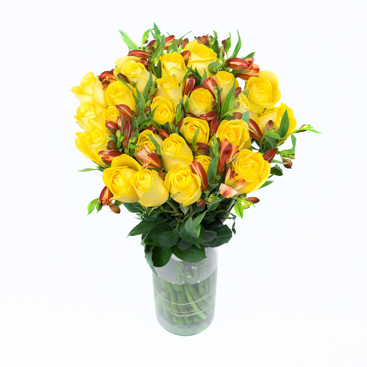 Chiltepec, Bouquet de Rosas y Alstromelias Amarillas — Imagen 3 de 3