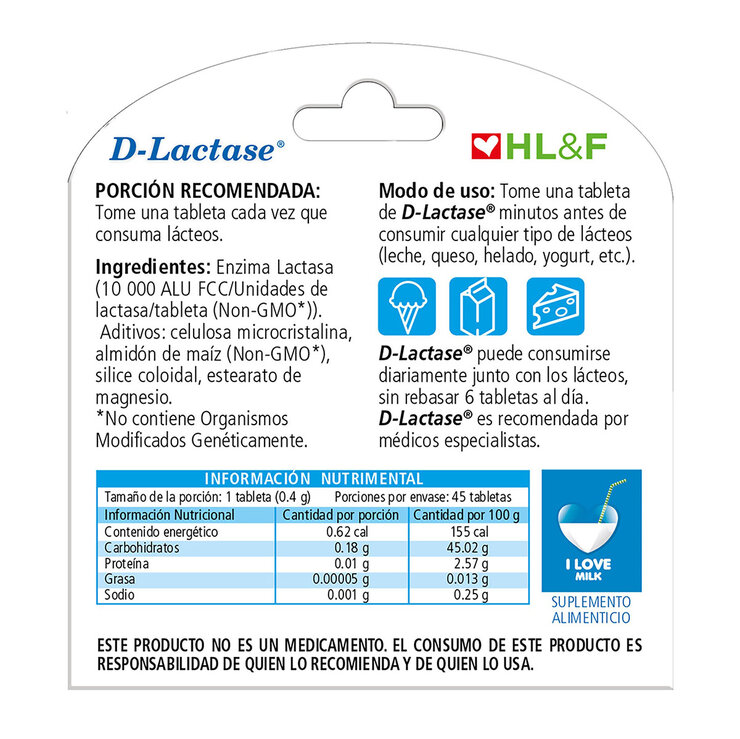 D-Lactase 0.4g 45 Tabletas — Imagen 1 de 3