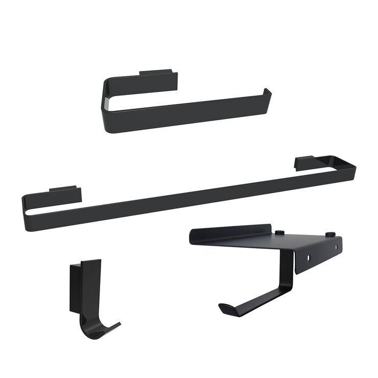 Rubinett, Set de Accesorios para Baño Rectangular Negro Mate — Imagen 1 de 4