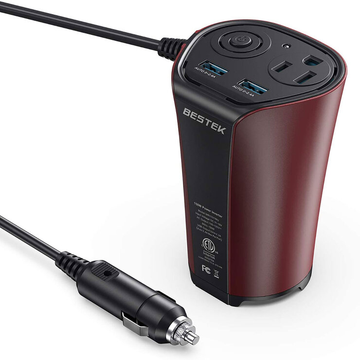 Bestek, Inversor de Corriente Porta Vasos 1 AC, 2 USB — Imagen 1 de 4