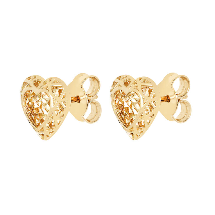 Aretes de Corazón, Oro Amarillo de 14K — Imagen 3 de 4