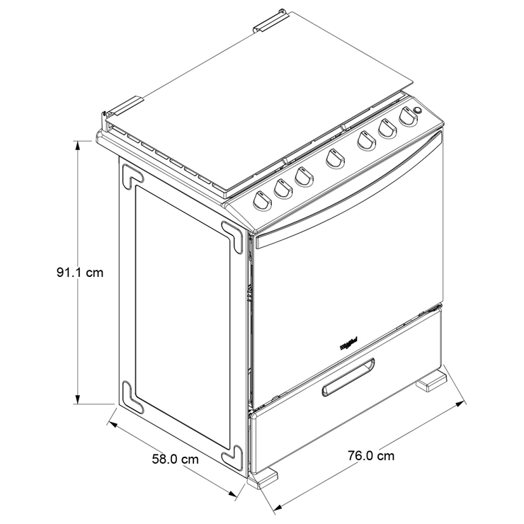 Estufa de piso de 30" con tecnología Ever Clear, 6 quemadores Whirlpool — Imagen 4 de 4
