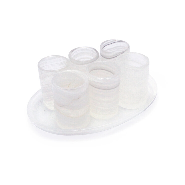 Luhom Set de Tequileros y Base de Ónix Blanco 6 Piezas — Imagen 2 de 4