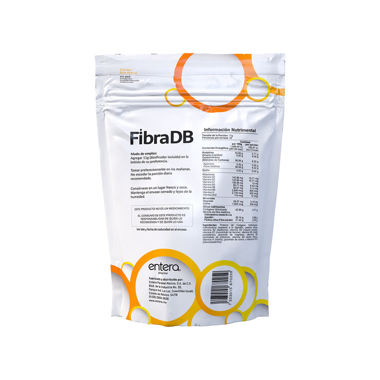 Entera Pharma Fibra DB Fibra dietética con Cromo, Magnesio y Complejo B 330 g — Imagen 4 de 4