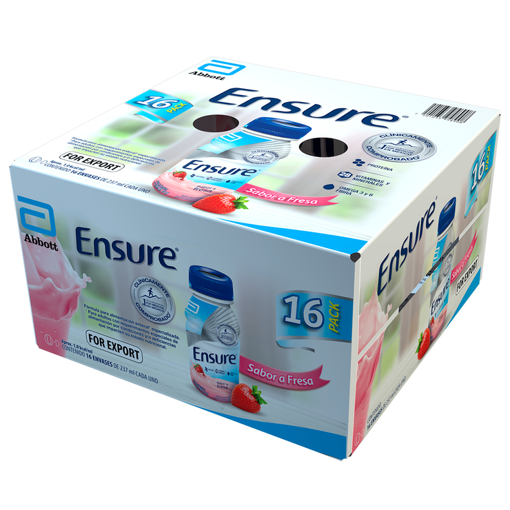 Suplemento Alimenticio para Adultos Sabor Fresa, Ensure, 16 botellas de 237 ml c/u — Imagen 1 de 4