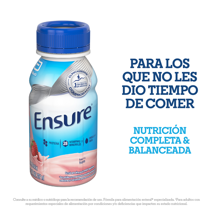 Suplemento Alimenticio para Adultos Sabor Fresa, Ensure, 16 botellas de 237 ml c/u — Imagen 2 de 4