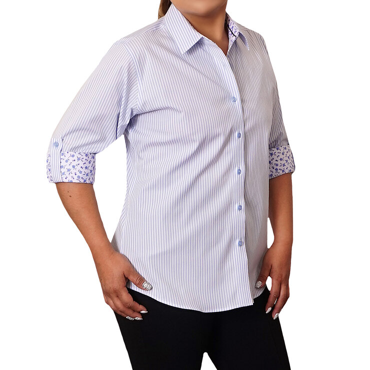 Emporio Colombo, Blusa de Vestir Dama, Corte Regular, Estamapado a Rayas Varias Tallas — Imagen 2 de 3