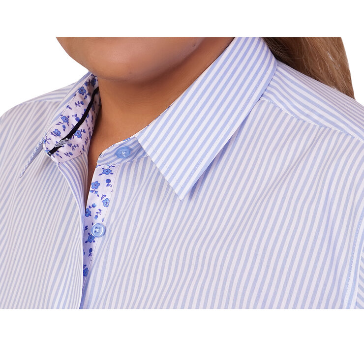 Emporio Colombo, Blusa de Vestir Dama, Corte Regular, Estamapado a Rayas Varias Tallas — Imagen 3 de 3