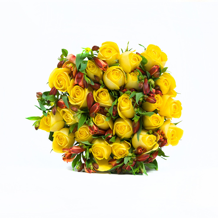 Chiltepec, Bouquet de Rosas y Alstromelias Amarillas