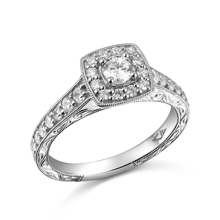 Anillo, 0.87ctw Diamantes, Oro Blanco de 14Kt — Imagen 2 de 4