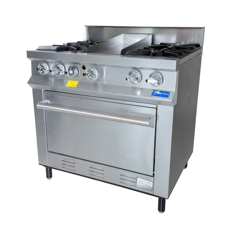Estufa profesional San-Son de 4 quemadores, plancha y horno  — Imagen 2 de 3