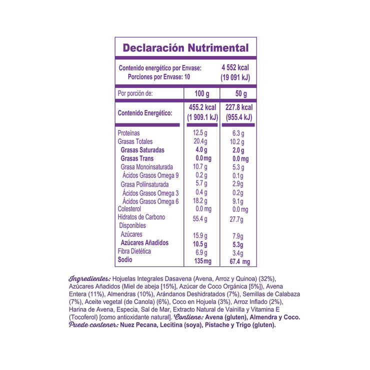 Dasavena Cereal Artesanal Arándanos & Almendras 1 kg — Imagen 3 de 4