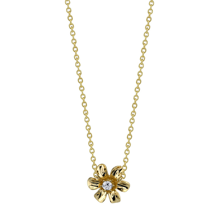 0.07ctw, Collar de Flor con Diamante, Oro Amarillo de 14kt — Imagen 1 de 2