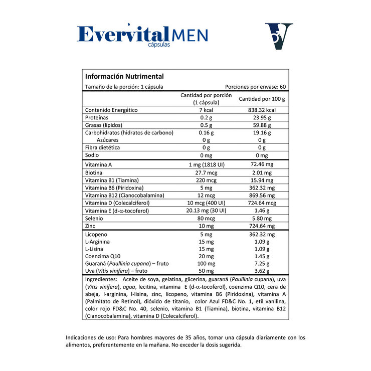 Evervital Men 60 Cápsulas — Imagen 2 de 2