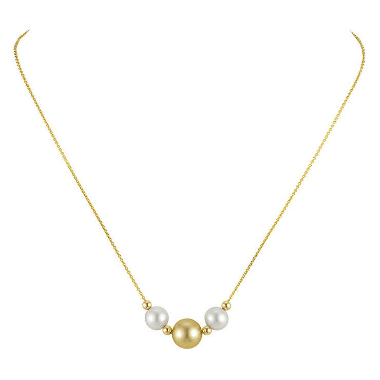 Collar de Perla, 9-10mm, Oro Amarillo de 14kt — Imagen 1 de 4