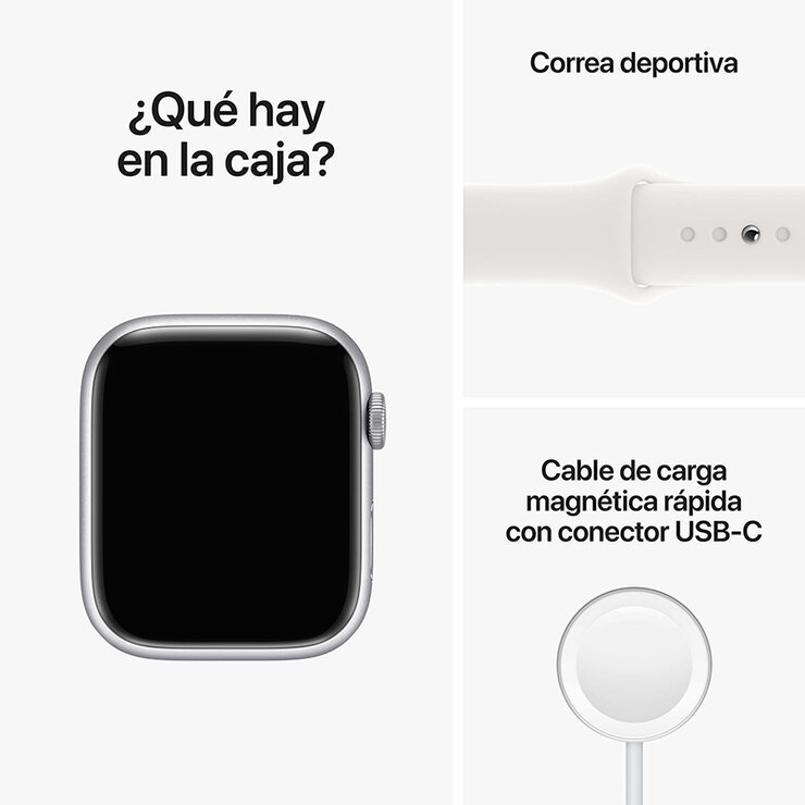 Apple Watch Series 8 (GPS + Celular) - Caja de aluminio en plata de 45 mm con correa deportiva blanca - Talla única — Imagen 4 de 4